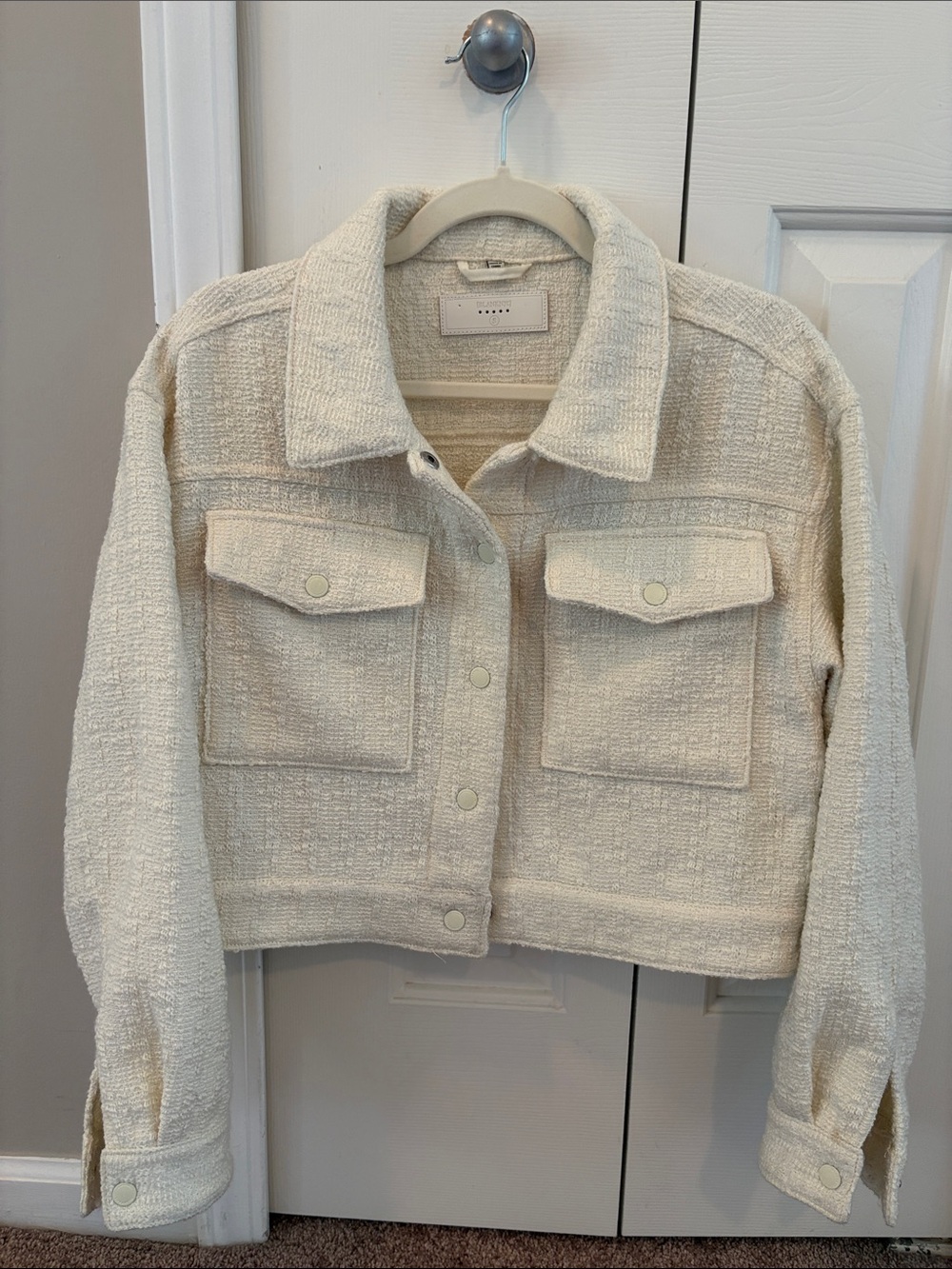 Blank NYC Cropped Cream Bouclé Jacket